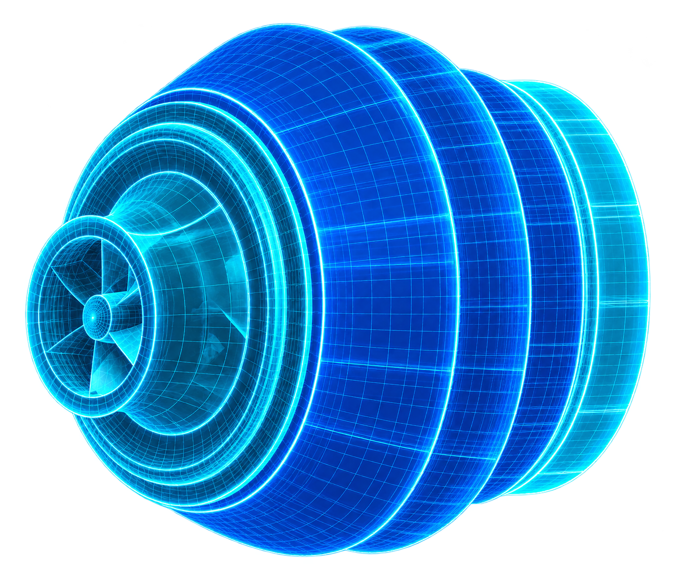 TJ-100 technical wireframe visualization